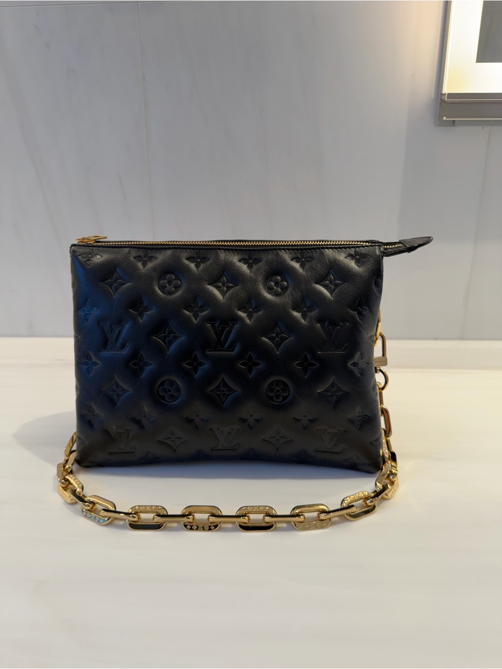 Louis Vuitton Black Textured Clutch Wristlet